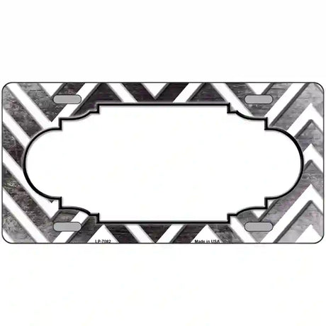 Black White Chevron Scallop Oil Rubbed Metal Novelty License Plate 12" x 6" (LP)