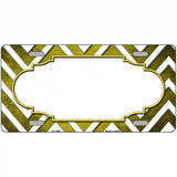 Yellow White Chevron Scallop Oil Rubbed Metal Novelty License Plate 12" x 6" (LP)