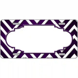 Purple White Chevron Scallop Oil Rubbed Metal Novelty License Plate 12" x 6" (LP)
