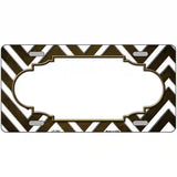Brown White Chevron Scallop Oil Rubbed Metal Novelty License Plate 12" x 6" (LP)