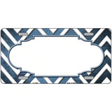 Light Blue White Chevron Scallop Oil Rubbed Metal Novelty License Plate 12" x 6" (LP)