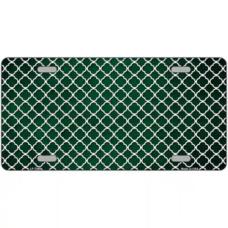 Green White Quatrefoil Oil Rubbed Metal Novelty License Plate 12" x 6" (LP)