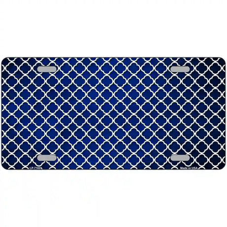 Blue White Quatrefoil Oil Rubbed Metal Novelty License Plate 12" x 6" (LP)