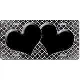 Black White Quatrefoil Hearts Oil Rubbed Metal Novelty License Plate 12" x 6" (LP)