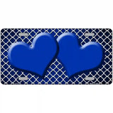 Blue White Quatrefoil Hearts Oil Rubbed Metal Novelty License Plate 12" x 6" (LP)