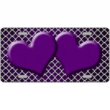 Purple White Quatrefoil Hearts Oil Rubbed Metal Novelty License Plate 12" x 6" (LP)