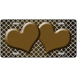 Brown White Quatrefoil Hearts Oil Rubbed Metal Novelty License Plate 12" x 6" (LP)