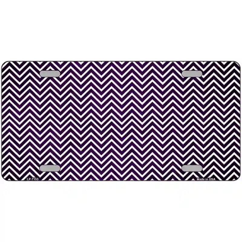 Purple White Small Chevron Oil Rubbed Metal Novelty License Plate 12" x 6" (LP)