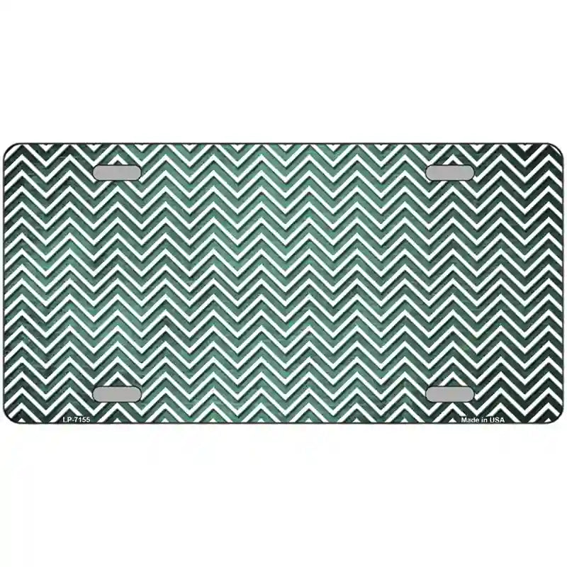 Mint White Small Chevron Oil Rubbed Metal Novelty License Plate 12" x 6" (LP)