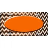 Orange White Small Chevron Oval Oil Rubbed Metal Novelty License Plate 12" x 6" (LP)