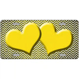 Yellow White Small Chevron Hearts Oil Rubbed Metal Novelty License Plate 12" x 6" (LP)