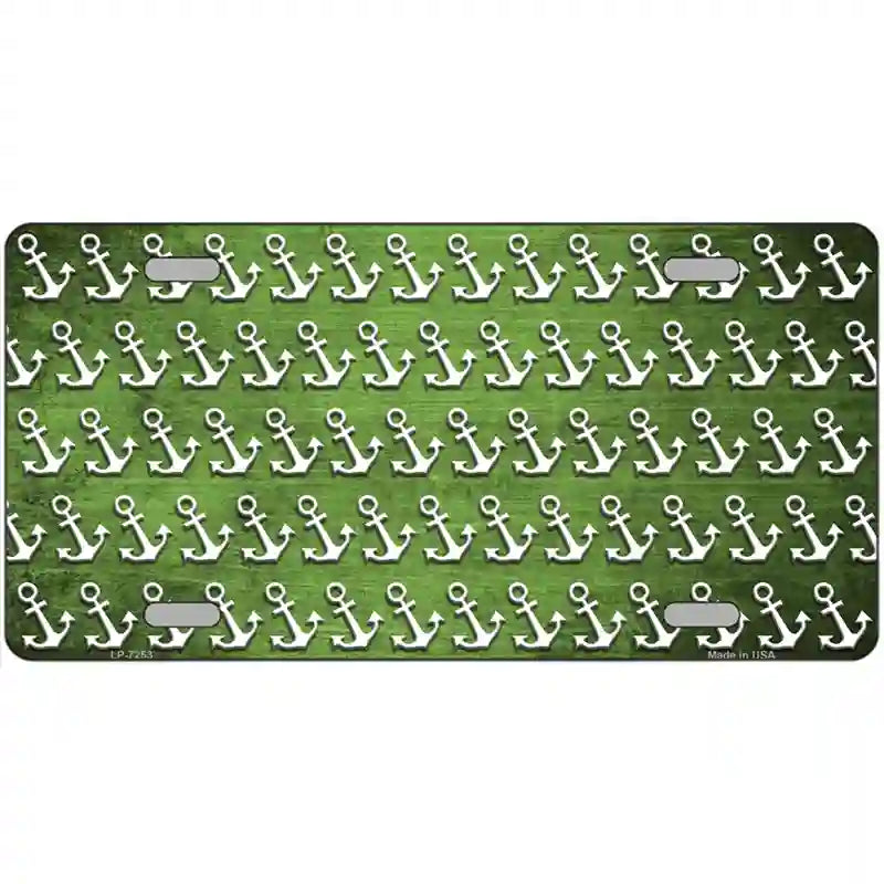 Lime Green White Anchor Oil Rubbed Metal Novelty License Plate 12" x 6" (LP)