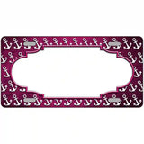 Pink White Anchor Scallop Oil Rubbed Metal Novelty License Plate 12" x 6" (LP)