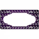 Purple White Anchor Scallop Oil Rubbed Metal Novelty License Plate 12" x 6" (LP)