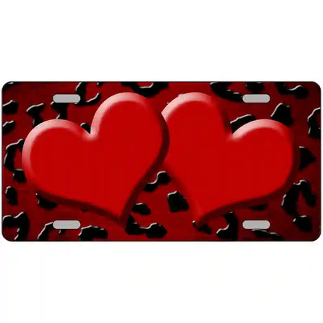 Red Black Cheetah Hearts Oil Rubbed Metal Novelty License Plate 12" x 6" (LP)