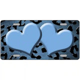 Light Blue Black Cheetah Hearts Oil Rubbed Metal Novelty License Plate 12" x 6" (LP)