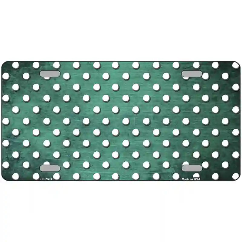 Mint White Small Dots Oil Rubbed Metal Novelty License Plate 12" x 6" (LP)