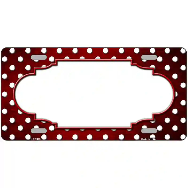 Red White Small Dots Scallop Oil Rubbed Metal Novelty License Plate 12" x 6" (LP)