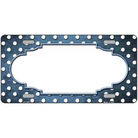 Light Blue White Small Dots Scallop Oil Rubbed Metal Novelty License Plate 12" x 6" (LP)