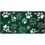 Green White Paw Oil Rubbed Metal Novelty License Plate 12" x 6" (LP)
