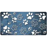 Light Blue White Paw Oil Rubbed Metal Novelty License Plate 12" x 6" (LP)