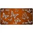 Orange White Butterfly Oil Rubbed Metal Novelty License Plate 12" x 6" (LP)