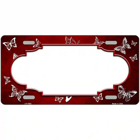 Red White Scallop Butterfly Oil Rubbed Metal Novelty License Plate 12" x 6" (LP)