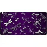 Purple White Dragonfly Oil Rubbed Metal Novelty License Plate 12" x 6" (LP)
