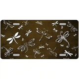 Brown White Dragonfly Oil Rubbed Metal Novelty License Plate 12" x 6" (LP)