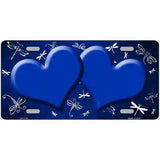 Blue White Dragonfly Hearts Oil Rubbed Metal Novelty License Plate 12" x 6" (LP)