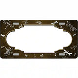 Brown White Dragonfly Scallop Oil Rubbed Metal Novelty License Plate 12" x 6" (LP)