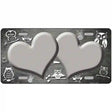 Gray White Owl Hearts Oil Rubbed Metal Novelty License Plate 12" x 6" (LP)