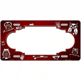 Red White Owl Scallop Oil Rubbed Metal Novelty License Plate 12" x 6" (LP)