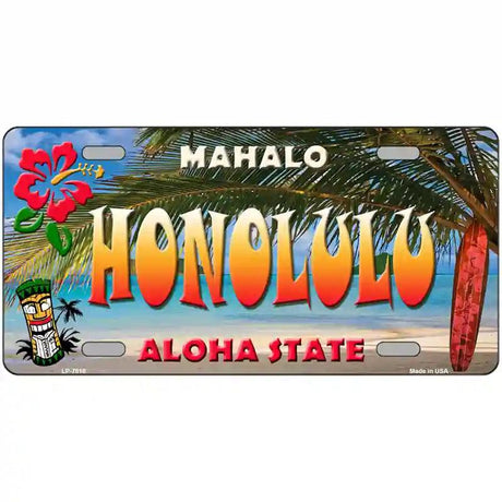 Honolulu Hawaii State Novelty Metal License Plate 12" x 6" (LP)