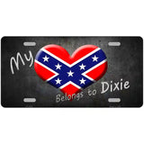 Heart Belongs To Dixie Novelty Metal License Plate 12" x 6" (LP)