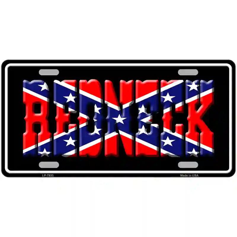 Redneck with Rebel Flag Novelty Metal License Plate 12" x 6" (LP)