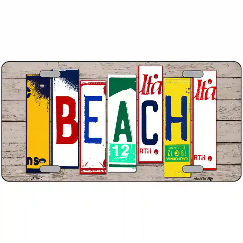 Beach Wood License Plate Art Novelty Metal License Plate 12" x 6" (LP)
