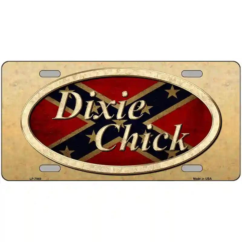 Dixie Chick in Rebel Flag Novelty Metal License Plate 12" x 6" (LP)