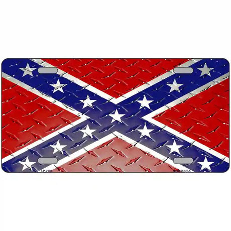 Confederate Flag Diamond Novelty Metal License Plate 12" x 6" (LP)