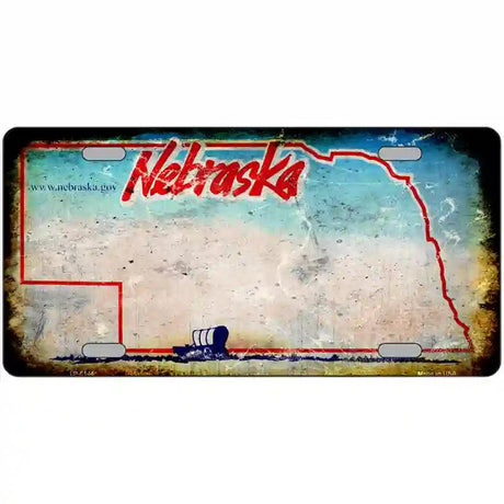 Nebraska State Rusty Novelty Metal License Plate 12" x 6" (LP)