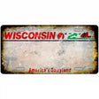 Wisconsin State Rusty Novelty Metal License Plate 12" x 6" (LP)