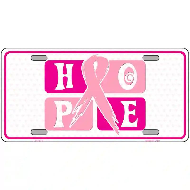 Hope Breast Cancer Ribbon Novelty Metal License Plate 12" x 6" (LP)