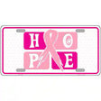 Hope Breast Cancer Ribbon Novelty Metal License Plate 12" x 6" (LP)