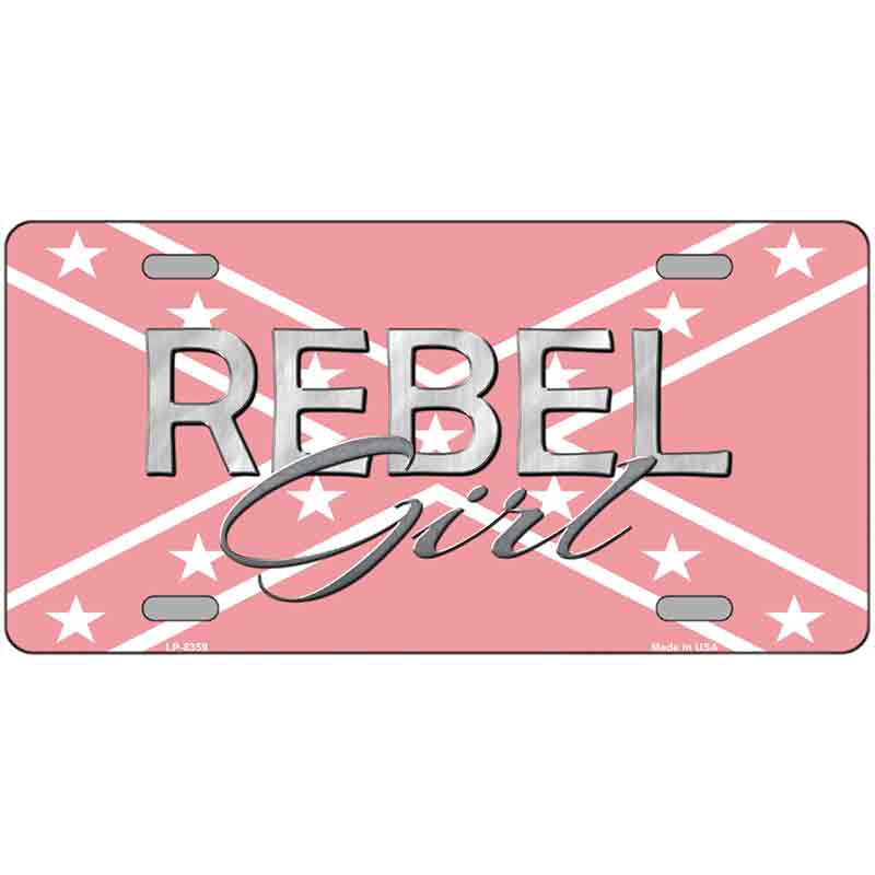 Rebel Girl Pink Metal Novelty License Plate