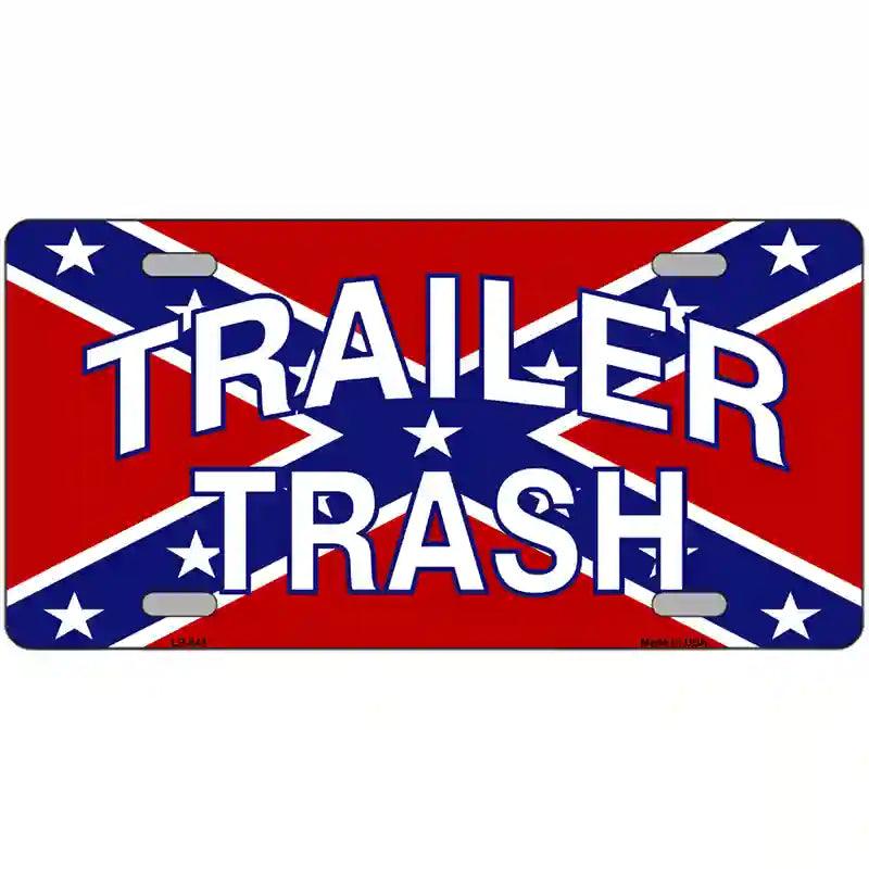 Trailer Trash Rebel Flag Metal Novelty License Plate 12" x 6" (LP)