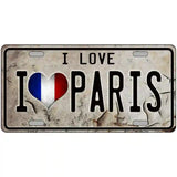 I Love Paris Metal Novelty License Plate