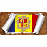 Andorra Flag Scroll Metal Novelty License Plate 12" x 6" (LP)