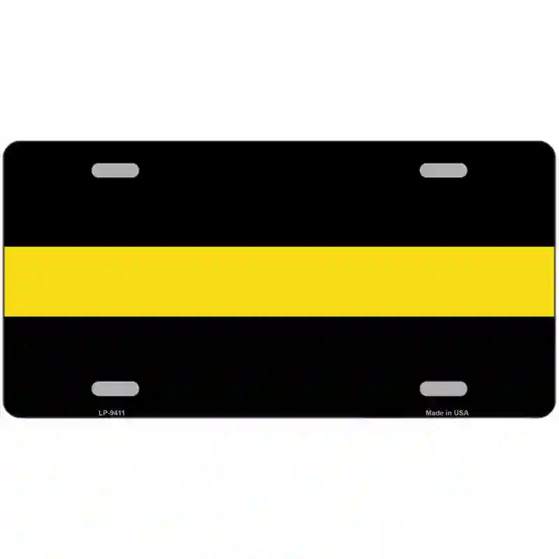 Thin Yellow Line Novelty Metal License Plate 12" x 6" (LP)