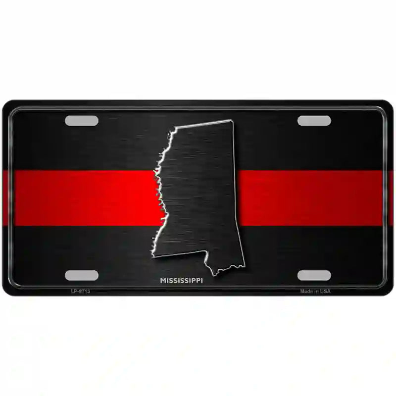 Mississippi Thin Red Line Metal Novelty License Plate 12" x 6" (LP)