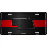 Nebraska Thin Red Line Metal Novelty License Plate 12" x 6" (LP)